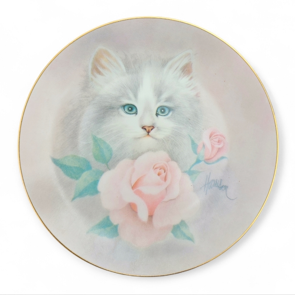 1988 Hamilton Collection "Blushing Beauties" Cat Plate
